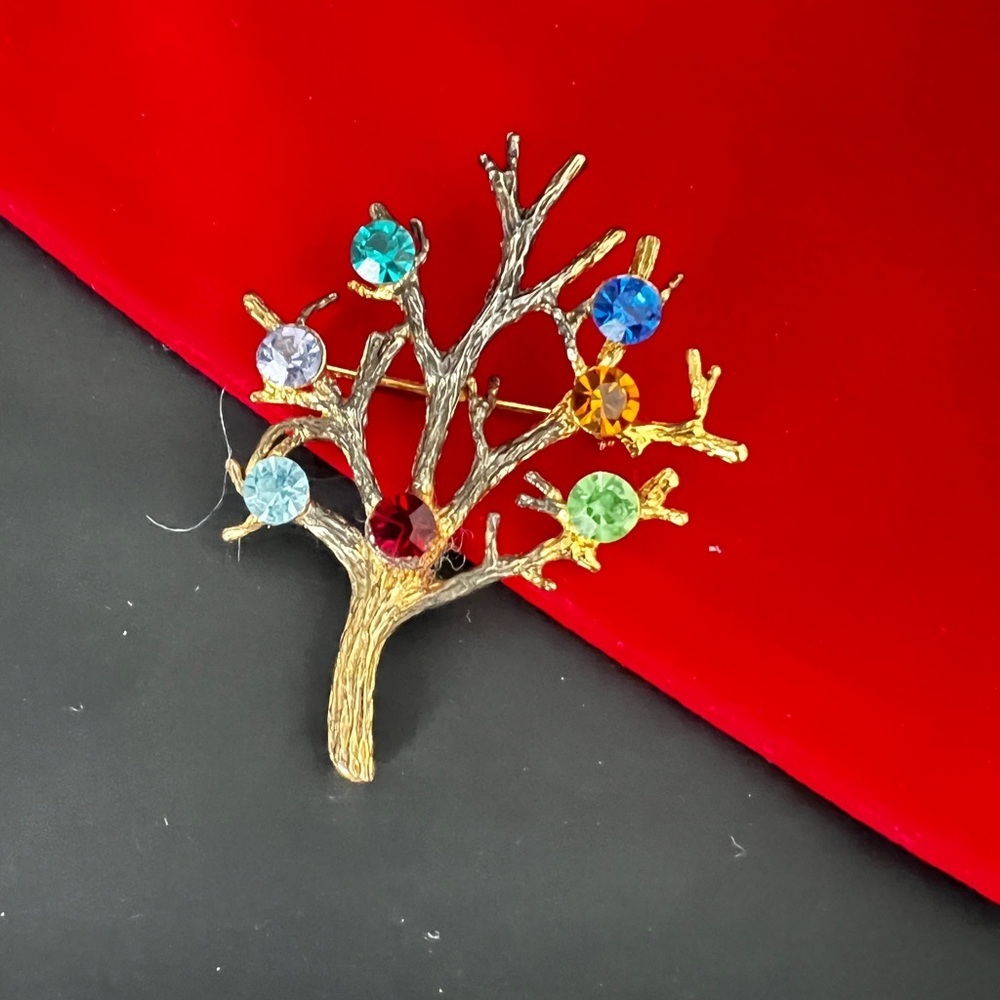 Colorful Sterling Silver Tree Brooch - Picture 7 of 7